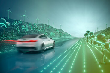 Modern electric car driving through futuristic environment.jpg